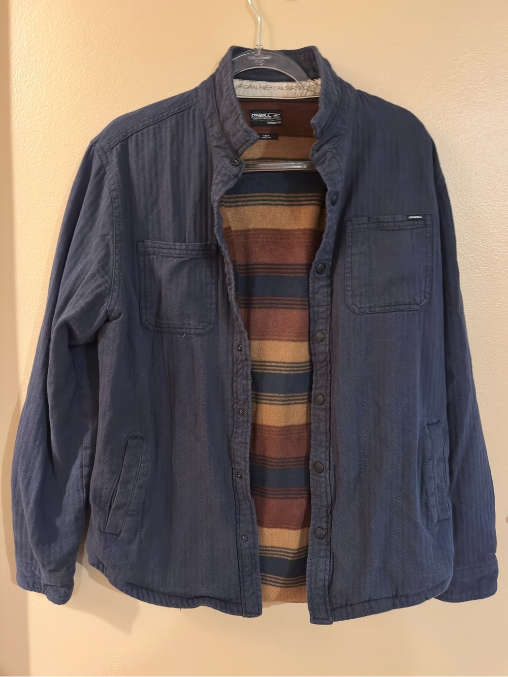 O’Neill Men’s Flannel Lined Navy Button Up Jacket